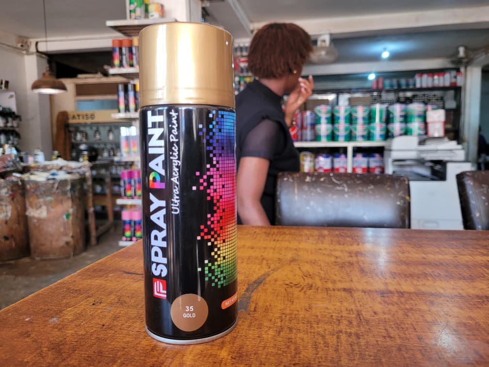 Spray Paint (Gold) - Ultra Acrylic Paint for sale at the best prices in Kampala, Uganda at raeK Chemicals Ltd